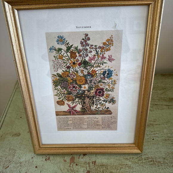 November Floral Art Print in Gold Frame - Picture 2 of 7